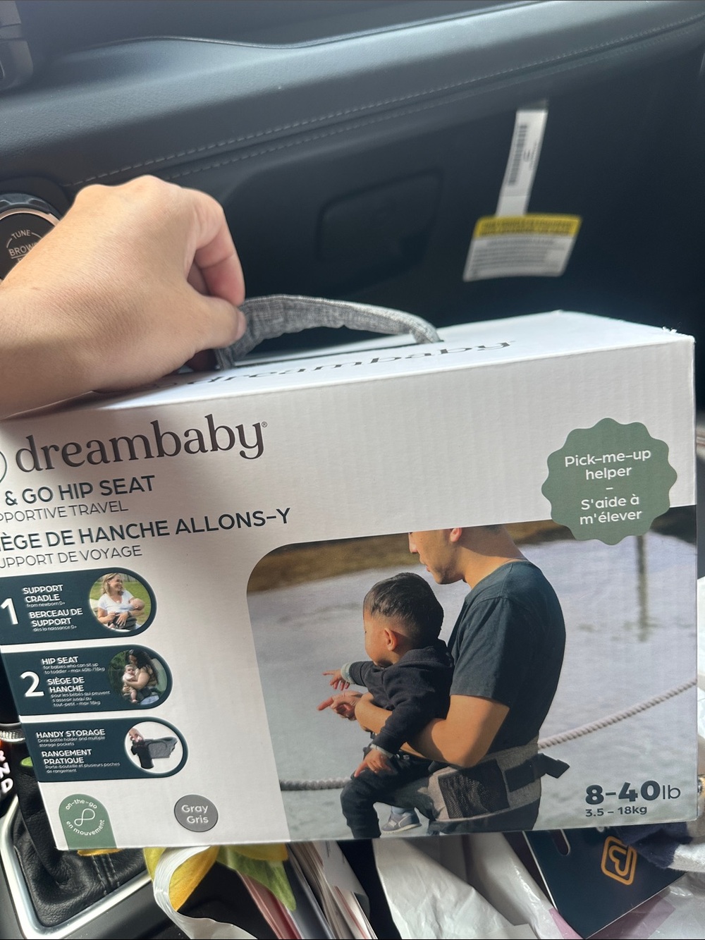 dreambaby Gray Pick-Me-Up Hip Seat Carrier - Supportive Travel Hip Seat